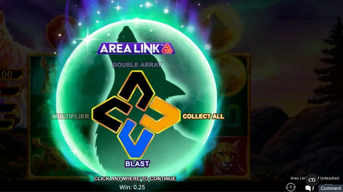 Area Link Wolf Unleashed slot dengan tema serigala dan cahaya utara